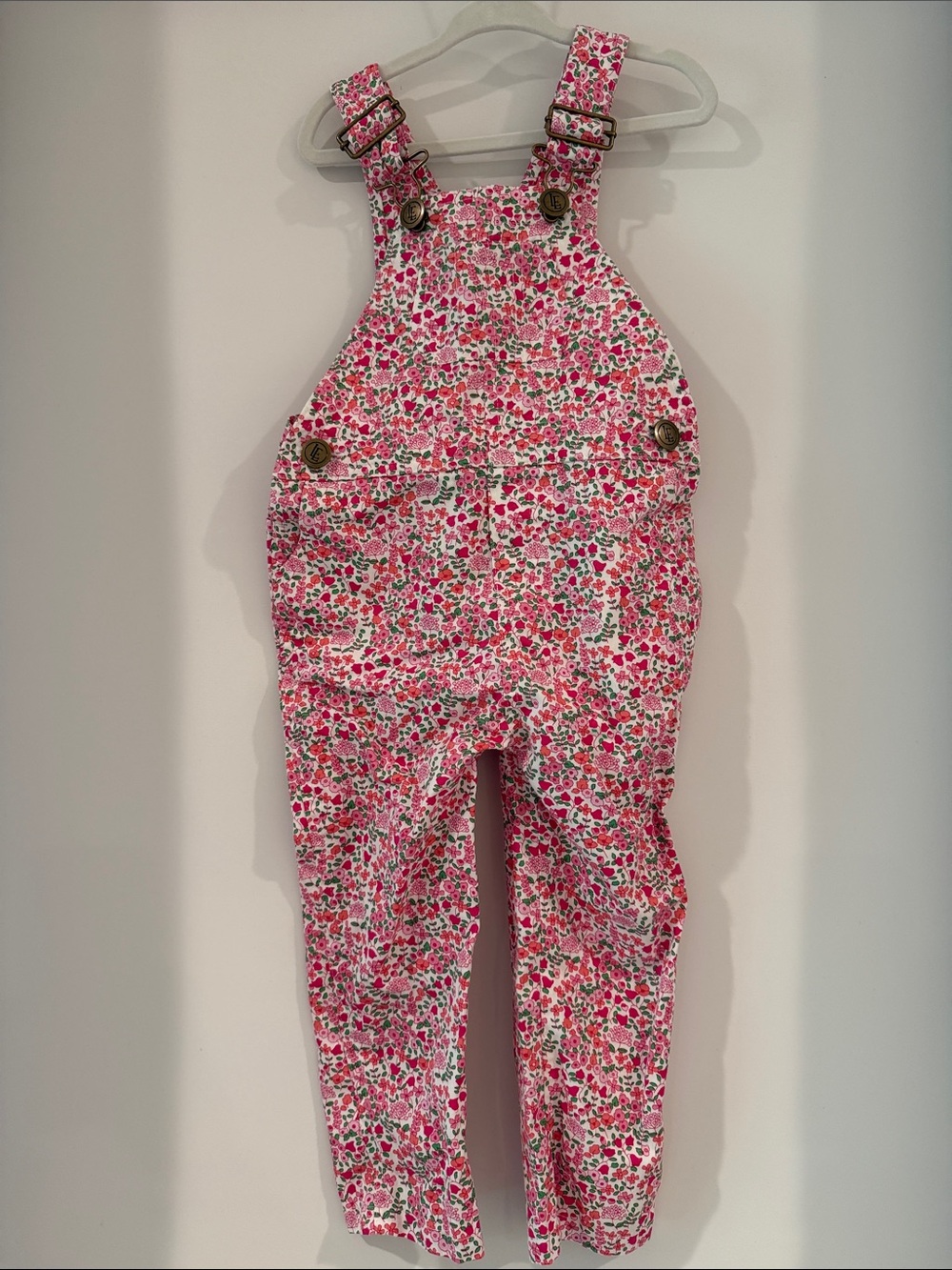 Little English Pink Floral Overalls